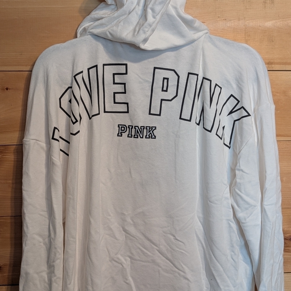 PINK Victoria's Secret White Lace-Up Sweatshirt - Picture 3 of 3